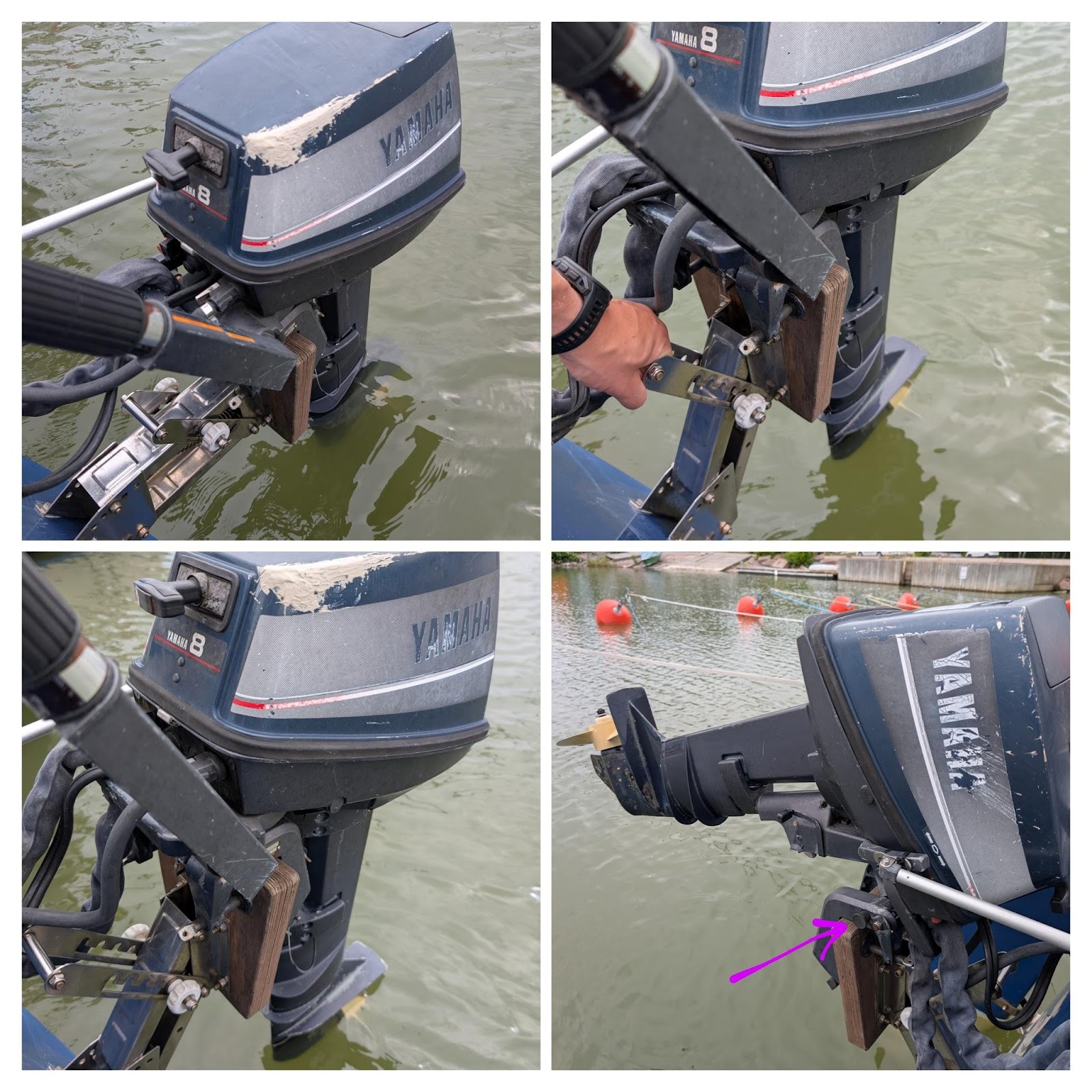 Motor bracket raised and lock pin